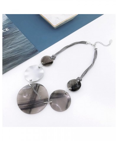 Chunky Irregular Acrylic Costume Pendant Necklace Women Large Statement 22" Collar Necklace Grey $9.91 Necklaces