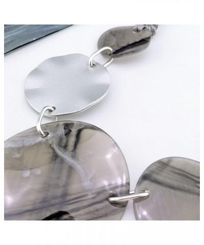 Chunky Irregular Acrylic Costume Pendant Necklace Women Large Statement 22" Collar Necklace Grey $9.91 Necklaces