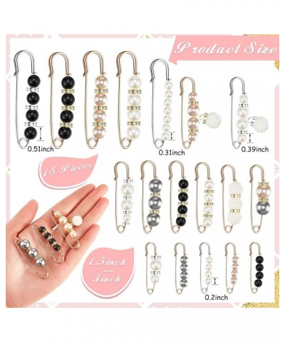 18 Piece Pearl Brooch Pins Women Decorative Safety Pins Clothing Shawl Clips Artificial Pearls Brooch Elegant Pearl Cardigan ...