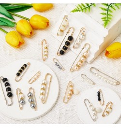 18 Piece Pearl Brooch Pins Women Decorative Safety Pins Clothing Shawl Clips Artificial Pearls Brooch Elegant Pearl Cardigan ...