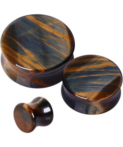 Pair of Natural Blue Tiger Eye Stone Saddle Plug //Choose Size// 7/8" (22mm) $8.63 Body Jewelry