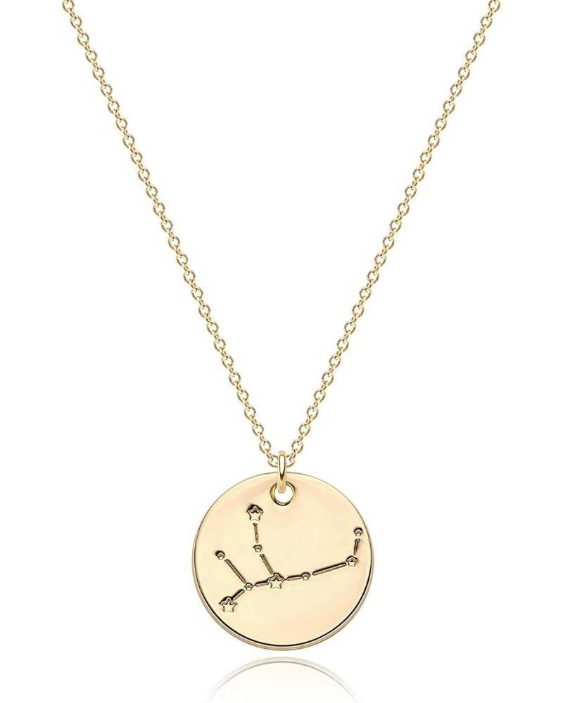 Women Gold Necklace Coin Disc Celestial Patterned Engraved Pendant 14K Gold Plated Simple Personalized Dainty Chain Jewelry G...