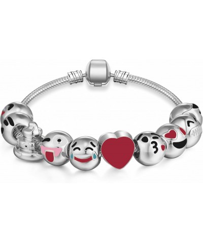 Emoticon Charms Bracelet - Silver Plated With 10 Pieces of Interchangeable Enamel Smile Faces 3 $6.11 Bracelets