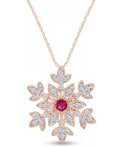 Round Cut White CZ Snowflake Pendant Necklace in 14K Gold Over Sterling Silver Rose-gold-plated-silver : Ruby $23.45 Necklaces