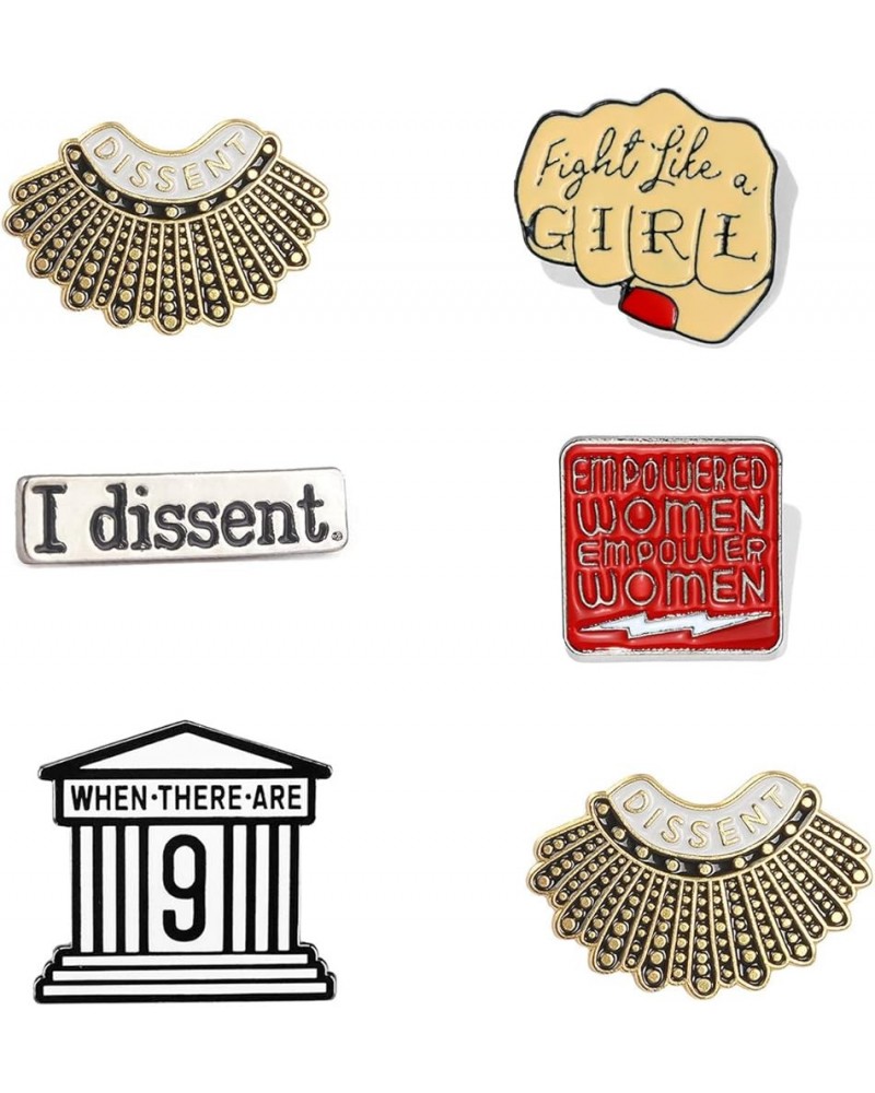 I Dissent Pins RBG Feminist Brooch Pin Ruth Bader Ginsburg Enamel Brooch Justice Lapel Collar Pin for Women's Rights Badge Pi...