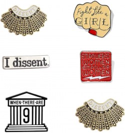 I Dissent Pins RBG Feminist Brooch Pin Ruth Bader Ginsburg Enamel Brooch Justice Lapel Collar Pin for Women's Rights Badge Pi...