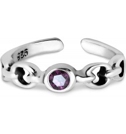 Cute Purple Cubic Zirconia Chain Link .925 Sterling Silver Toe Ring or Pinky Ring | ChicToe Rings for Women | Sterling Silver...