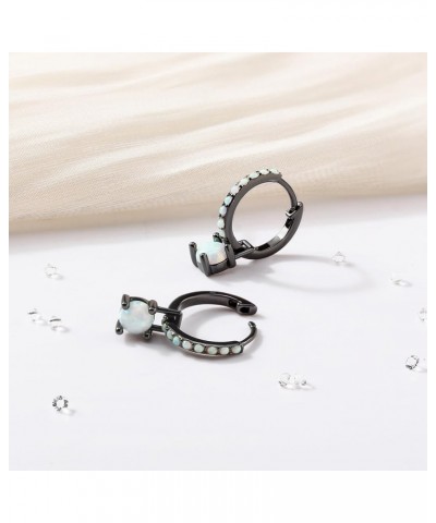 Black Hoop Earrings for Women Month of Birth – Unique Plated Womens Earrings with Birth Stone – Elegant Colorful Dainty Earri...