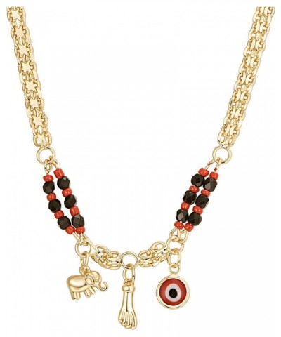 Azabache Evil Eye Elephant Protection Necklace 14K Gold Plated Good Luck Jewelry Gift for Women $10.50 Others