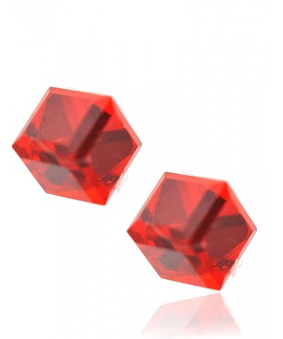 Tiny Crystal Cube Stud Earrings Red $10.02 Earrings