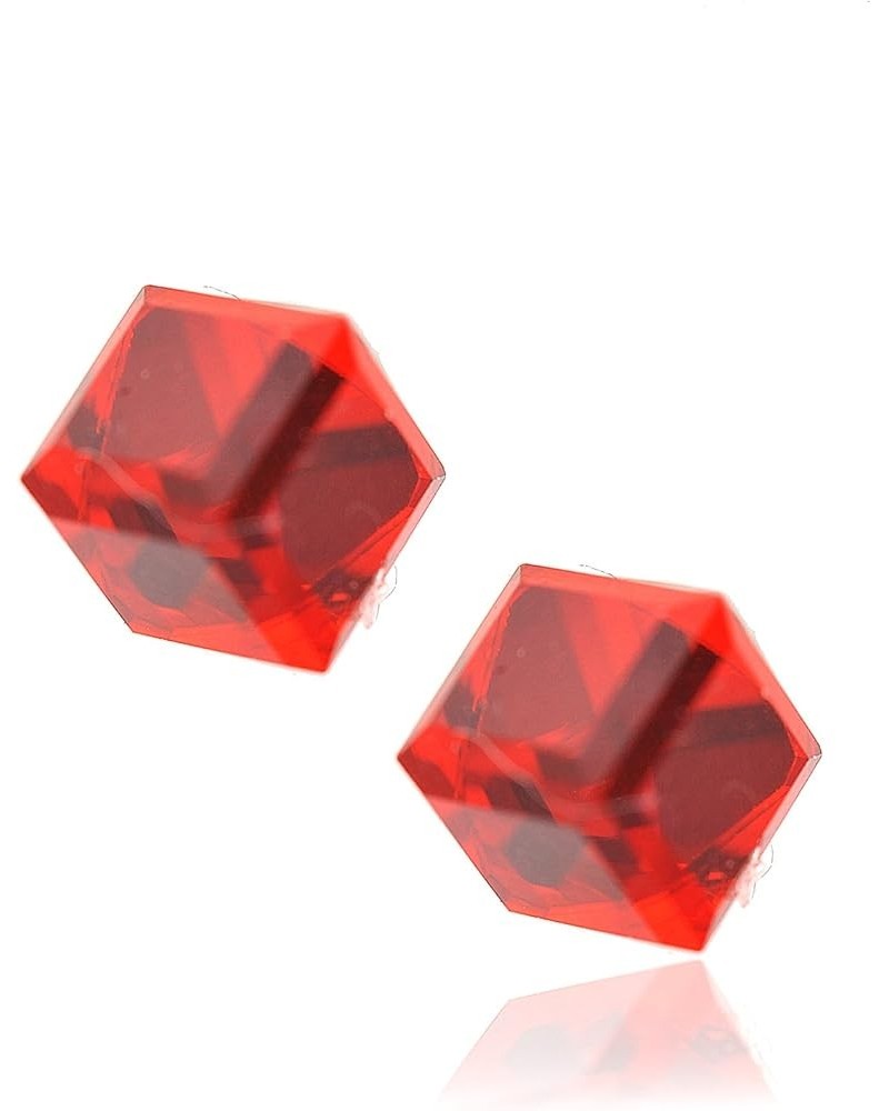 Tiny Crystal Cube Stud Earrings Red $10.02 Earrings