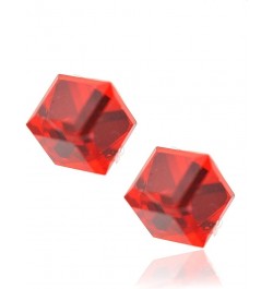 Tiny Crystal Cube Stud Earrings Red $10.02 Earrings