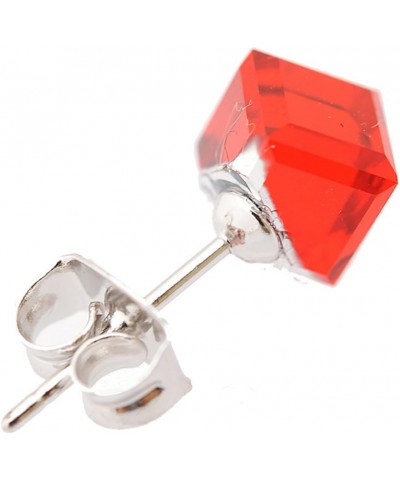 Tiny Crystal Cube Stud Earrings Red $10.02 Earrings