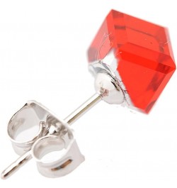 Tiny Crystal Cube Stud Earrings Red $10.02 Earrings