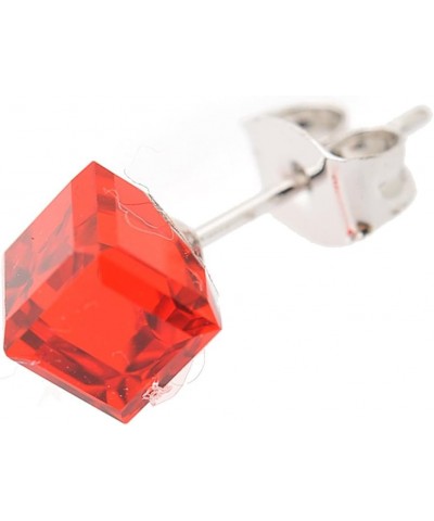 Tiny Crystal Cube Stud Earrings Red $10.02 Earrings