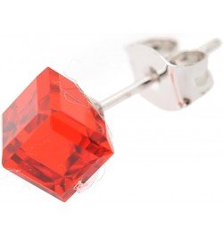 Tiny Crystal Cube Stud Earrings Red $10.02 Earrings