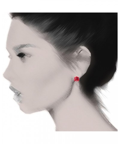 Tiny Crystal Cube Stud Earrings Red $10.02 Earrings