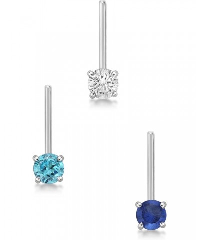 2mm Nose Ring Set 22 Gauge White, Blue, and Navy Cubic Zirconia in 14k White Gold $26.54 Body Jewelry