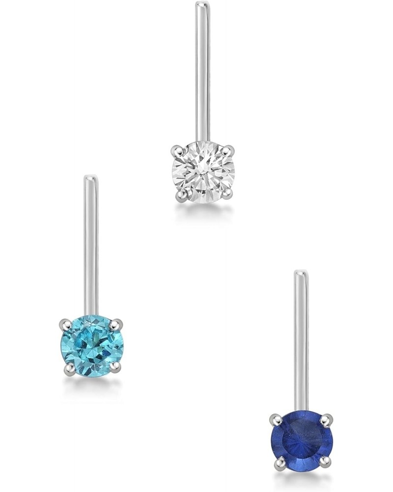 2mm Nose Ring Set 22 Gauge White, Blue, and Navy Cubic Zirconia in 14k White Gold $26.54 Body Jewelry