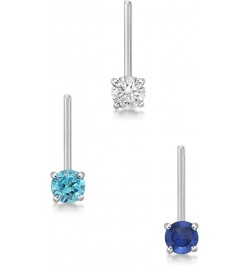 2mm Nose Ring Set 22 Gauge White, Blue, and Navy Cubic Zirconia in 14k White Gold $26.54 Body Jewelry