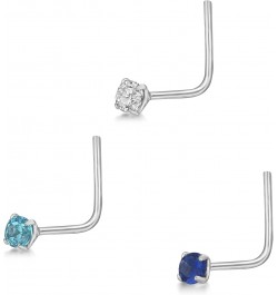 2mm Nose Ring Set 22 Gauge White, Blue, and Navy Cubic Zirconia in 14k White Gold $26.54 Body Jewelry