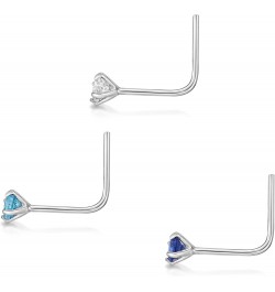 2mm Nose Ring Set 22 Gauge White, Blue, and Navy Cubic Zirconia in 14k White Gold $26.54 Body Jewelry