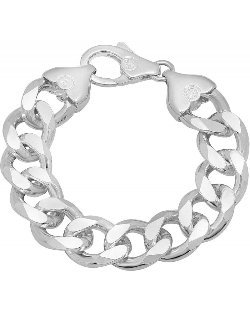 3mm-16mm Solid .925 Sterling Silver Italian Beveled Curb Chain Bracelet 9.0 Inches 16.6mm Bracelet $21.15 Bracelets