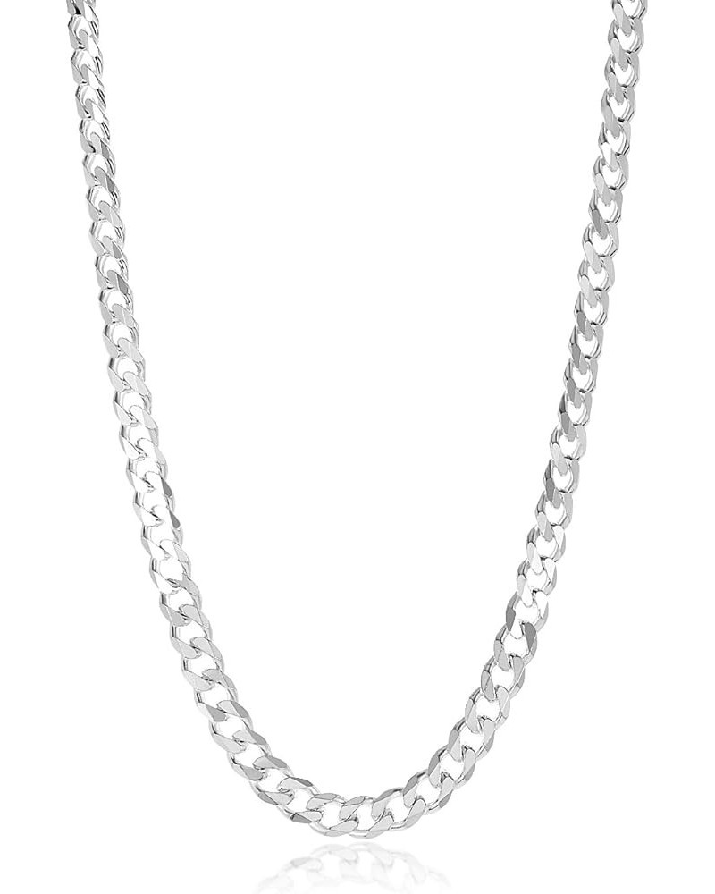 Men's 7.5mm Solid .925 Sterling Silver Beveled Curb Chain Necklace 18.0 Inches $56.10 Necklaces