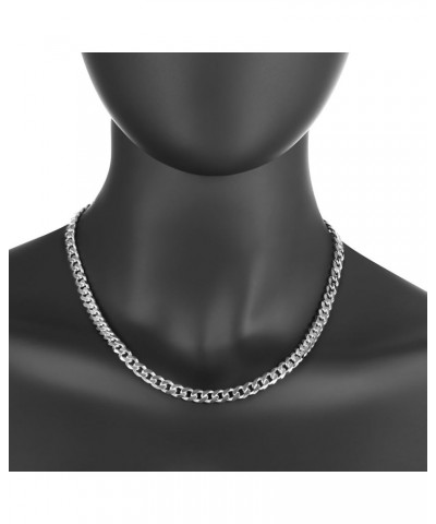 Men's 7.5mm Solid .925 Sterling Silver Beveled Curb Chain Necklace 18.0 Inches $56.10 Necklaces