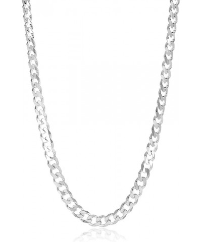 Men's 7.5mm Solid .925 Sterling Silver Beveled Curb Chain Necklace 18.0 Inches $56.10 Necklaces