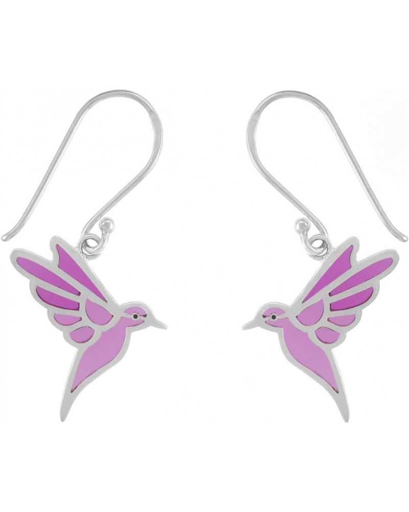 Jewelry Sterling Silver Purple Resin Bird Dangle Earrings $15.60 Earrings