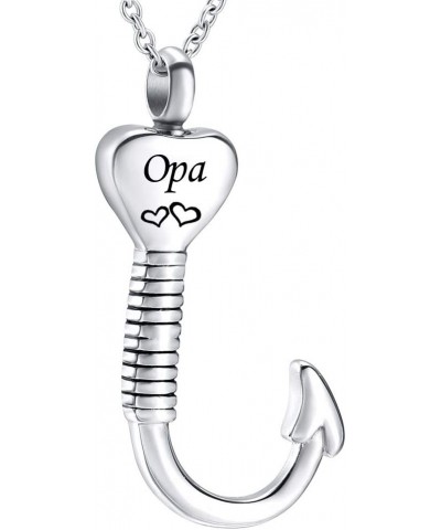 Cremation Jewelry Fish Hook Urn Necklace for Ash Holder Stainless Steel Memorial Pendant for Dad & Mom Opa $11.07 Necklaces