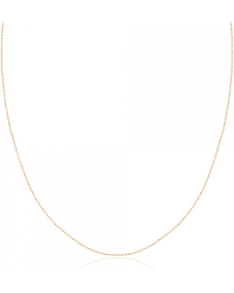 14K Gold Plated Sterling Silver Chain Necklace for Women Cable 1mm Responsibly Sourced - Non-Migrating Clasp Design - 14K Gol...