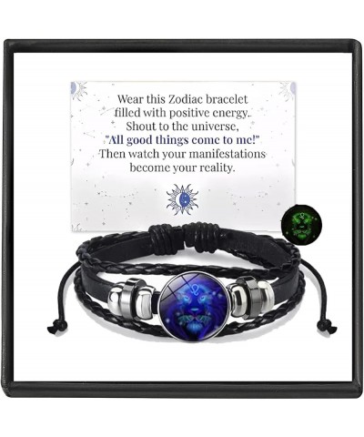 Zodiac Signs Spirit Bracelet,12 Constellation Zodiac Handmade Woven Zodiac Guitar String PU Leather Luminous Bracelets Unisex...