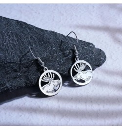 Animal Dangle Earrings for Women Silver Gold Plated Wildlife Bear Moose Elk Buffalo Earrings Circle Hoop Cute Animal Earrings...