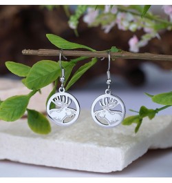 Animal Dangle Earrings for Women Silver Gold Plated Wildlife Bear Moose Elk Buffalo Earrings Circle Hoop Cute Animal Earrings...