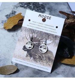 Animal Dangle Earrings for Women Silver Gold Plated Wildlife Bear Moose Elk Buffalo Earrings Circle Hoop Cute Animal Earrings...