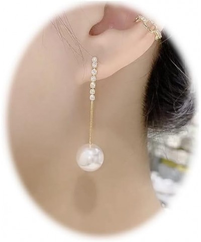 Gold Pearl Drop Dangle Earrings for Women Hypoallergenic 14k Gold Plated Pearl Chain Earrings Wedding Pearl Earrings for Brid...