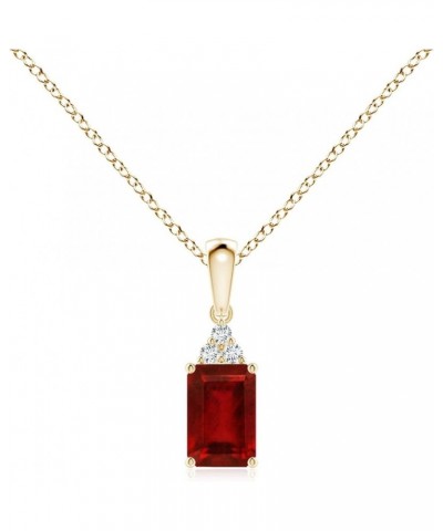 Natural Emerald-Cut Pendant Necklace with Diamond in 14K Solid Gold/Platinum for Women, Girls with 18" Chain | July Birthston...