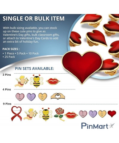 PinMart's Valentine's Day Enamel Lapel Pins - Heart Pins and Love Themed Pins Gifts - Bulk Sizing Available Great for Valenti...