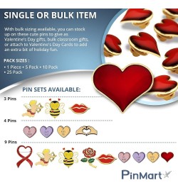 PinMart's Valentine's Day Enamel Lapel Pins - Heart Pins and Love Themed Pins Gifts - Bulk Sizing Available Great for Valenti...