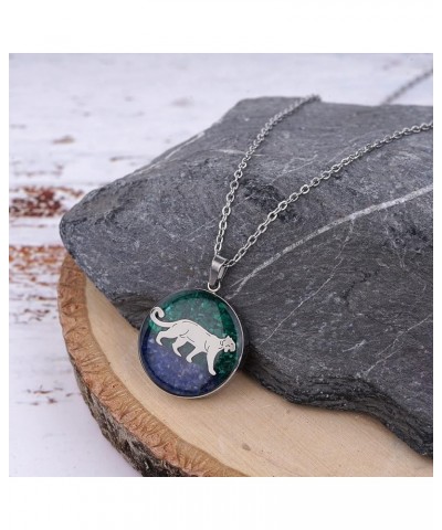 Gemstone Animal Necklace for Women Turquoise Tumbled Chips Pendant Necklace Dainty Circle Moose Elk Bear Necklace for Women G...