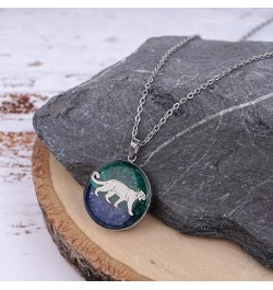 Gemstone Animal Necklace for Women Turquoise Tumbled Chips Pendant Necklace Dainty Circle Moose Elk Bear Necklace for Women G...