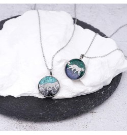 Gemstone Animal Necklace for Women Turquoise Tumbled Chips Pendant Necklace Dainty Circle Moose Elk Bear Necklace for Women G...