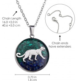 Gemstone Animal Necklace for Women Turquoise Tumbled Chips Pendant Necklace Dainty Circle Moose Elk Bear Necklace for Women G...