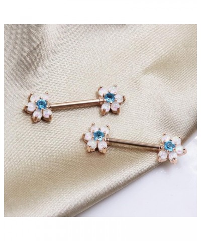 14G Opal Flower CZ Nipple Barbell Nipple Ring Piercing Jewelry for Women Color 9 $8.39 Body Jewelry