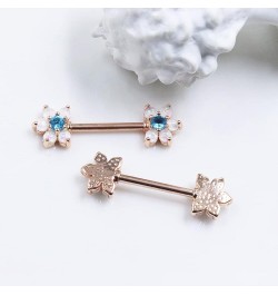 14G Opal Flower CZ Nipple Barbell Nipple Ring Piercing Jewelry for Women Color 9 $8.39 Body Jewelry