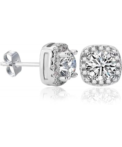 Cubic Zirconia Earrings Studs for Women Men Simulated Diamond CZ Stud Silver Earrings 5mm $18.54 Earrings