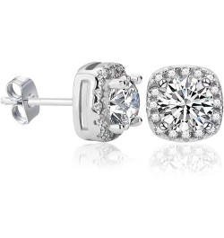 Cubic Zirconia Earrings Studs for Women Men Simulated Diamond CZ Stud Silver Earrings 5mm $18.54 Earrings