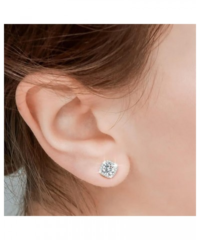 Cubic Zirconia Earrings Studs for Women Men Simulated Diamond CZ Stud Silver Earrings 5mm $18.54 Earrings